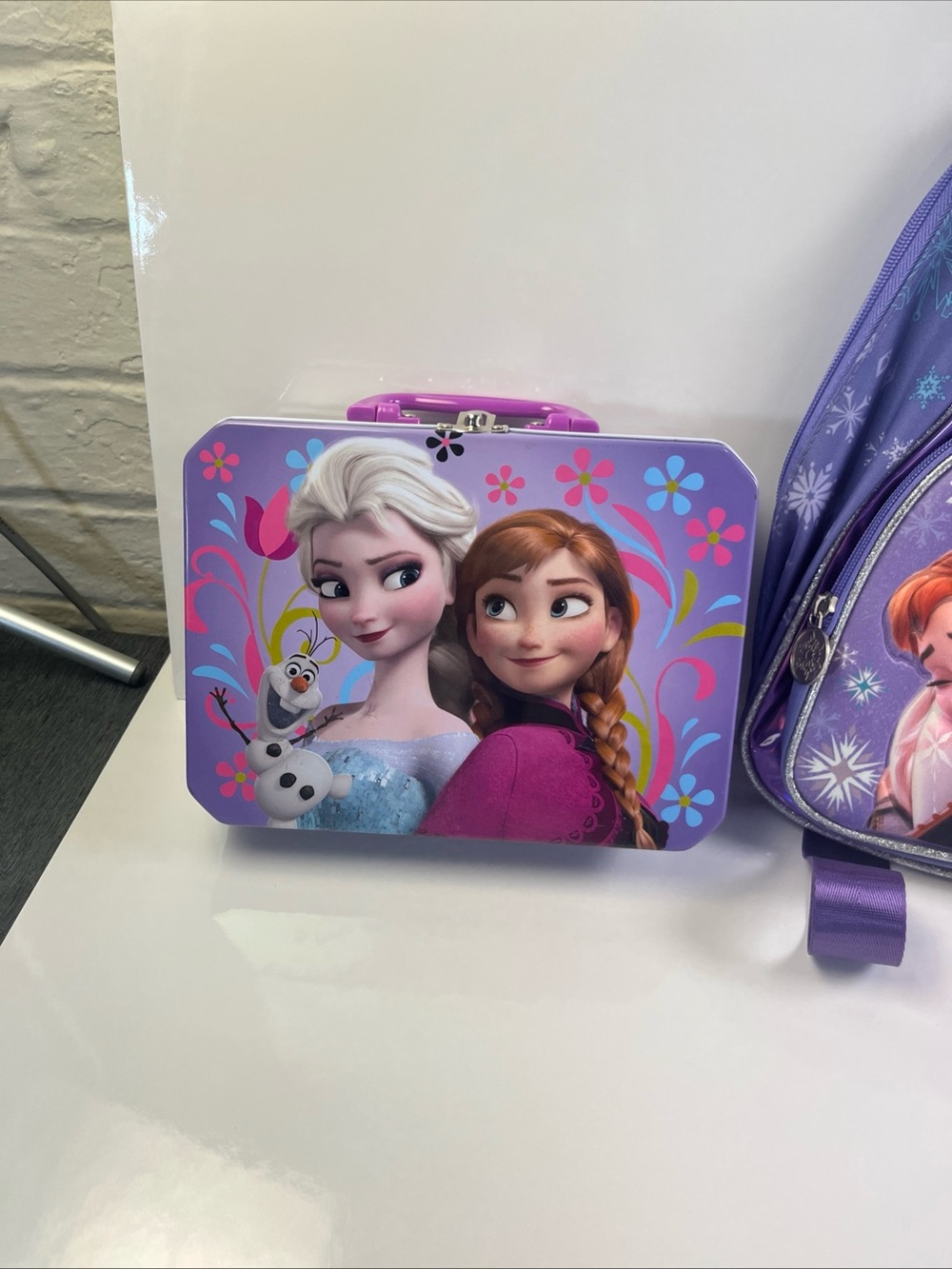 A Princess package lot.  Frozen Kids' Metal Lunchbox – Purple Pink Characters